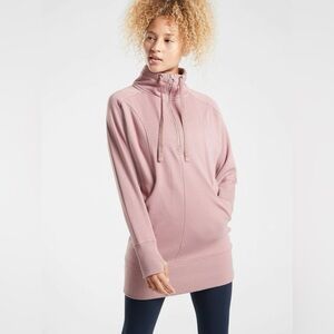 Athleta Cozy Karma 1/4 Zip Dress in Dogwood Mauve
